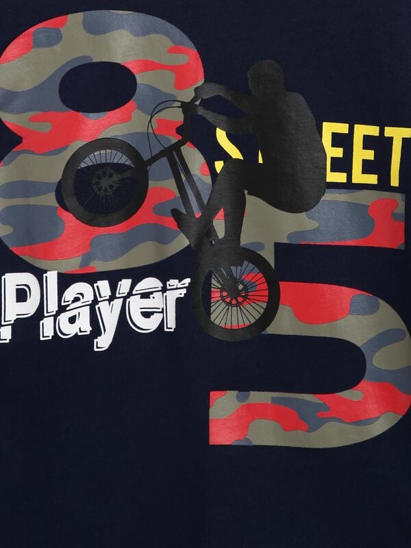 T-Shirt With Print - Navy Blue image number 2